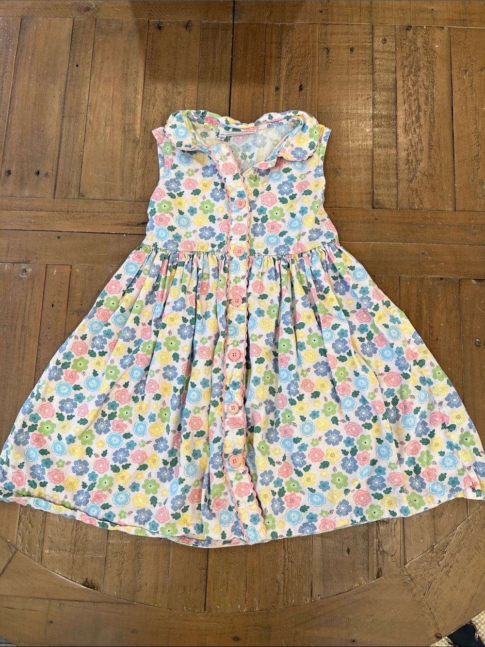 Rachel Riley colorful flower button front fit and flare dress 6 years